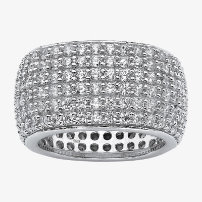 Diamonart 12MM 3 CT. T.W. White Cubic Zirconia Sterling Silver Round Eternity Band