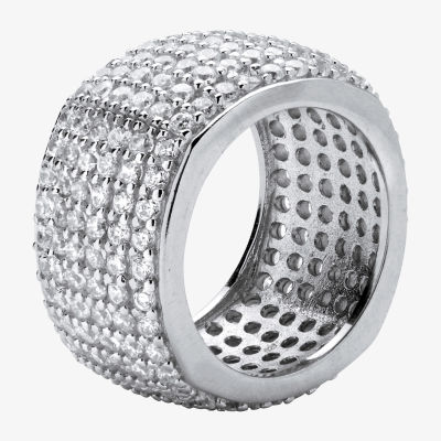 Diamonart 12MM 3 CT. T.W. White Cubic Zirconia Sterling Silver Round Eternity Band