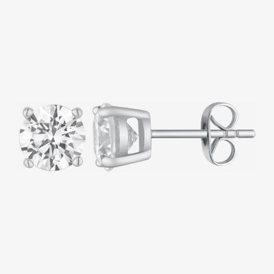 Diamonart White Cubic Zirconia Sterling Silver Round Pair Earring Set