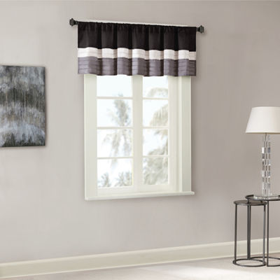 Madison Park Infinity 50"W X 18"L Polyoni Pintuck-Striped Rod Pocket Valance