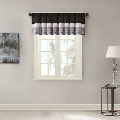 Madison Park Infinity 50"W X 18"L Polyoni Pintuck-Striped Rod Pocket Valance