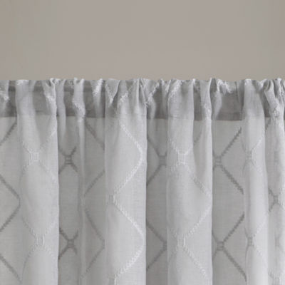 Madison Park Iris Diamond Sheer Rod Pocket Single Curtain Panel