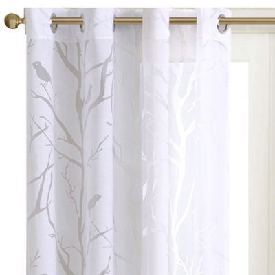 Madison Park Vina Bird Burnout Grommet Top Sheer Single Curtain Panel