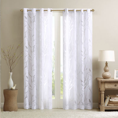 Madison Park Vina Bird Burnout Grommet Top Sheer Single Curtain Panel