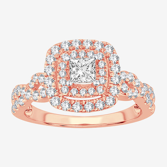 Womens 1 CT. T.W. Lab Grown White Diamond 10K Rose Gold Cushion Engagement Ring
