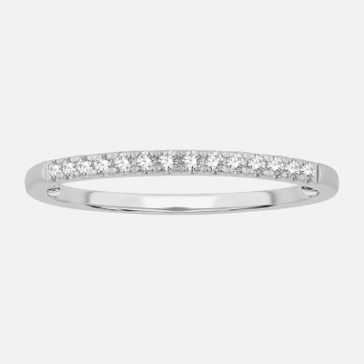 Womens 1/10 CT. T.W. Natural White Diamond 10K White Gold Wedding Band