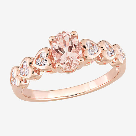 Womens Genuine Pink Morganite 18K Rose Gold Over Silver Cocktail Ring, 8, Morganite