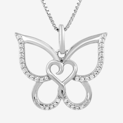 Hallmark Fine Jewelry Modern Sculpted Angel Necklace in Sterling Silver  with 1/8 Cttw of Diamonds