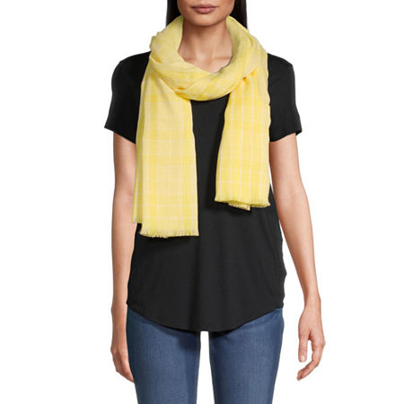 St. John's Bay Two Tone Oblong Plaid Scarf, One Size , Yellow