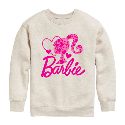 Little & Big Girls Crew Neck Long Sleeve Fleece Barbie Sweatshirt