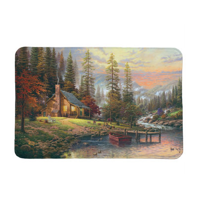 Thomas Kinkade A Peaceful Retreat Memory Foam Bath Mat, Color Green