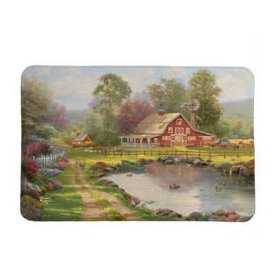 Thomas Kinkade Red Barn Retreat Memory Foam Bath Mat