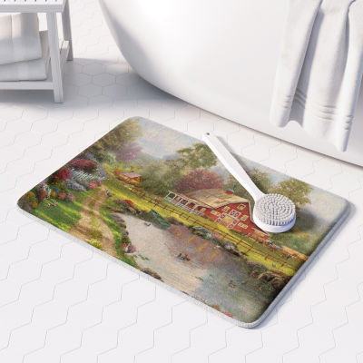 Thomas Kinkade Red Barn Retreat Memory Foam Bath Mat