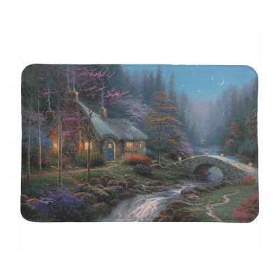 Thomas Kinkade Twilight Cottage Memory Foam Bath Mat, Color Purple