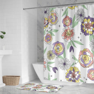 Kathy Ireland Retro Floral Bloom Shower Curtain