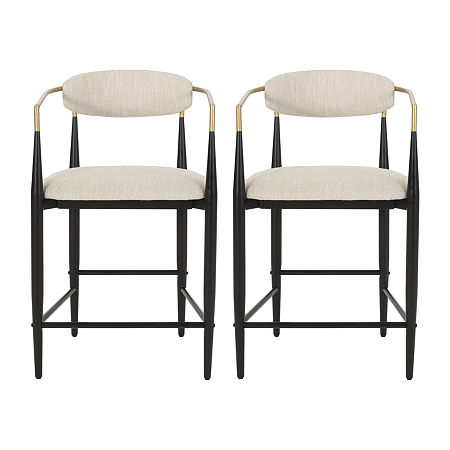 Elmore 2Pc Counter Height Upholstered Bar Stool, One Size, Beige