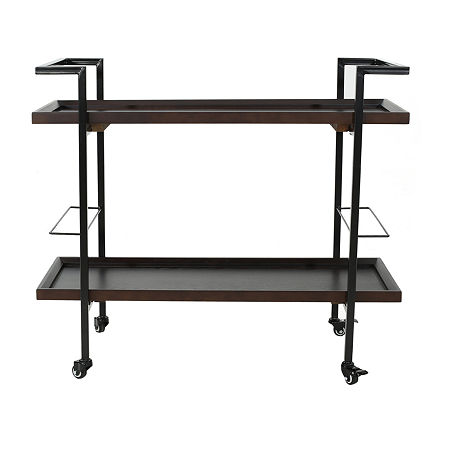 Gerard Wood-Top Serving Cart, One Size, Brown