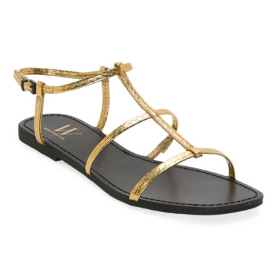 Worthington Womens Nadine Ankle Strap Flat Sandals, Color: Gold - JCPenney