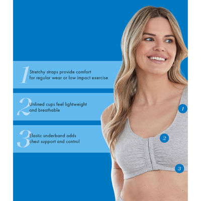 Bestform Comfortable Unlined Wireless Cotton Stretch Sports Bra with Front  Closure- 5006014 - JCPenney