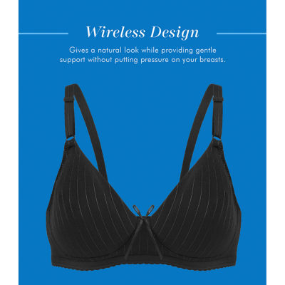 Bestform Striped Wireless Cotton Bra with Lightly-Lined Cups-5006248