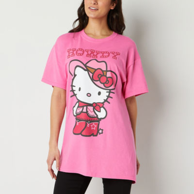 Juniors Sanrio Howdy  Boyfriend Tee Womens Crew Neck Short Sleeve Hello Kitty Graphic T-Shirt