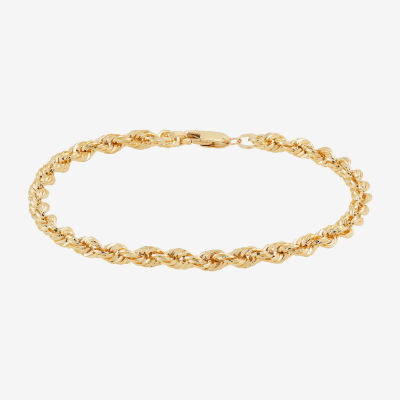 Mens 10K Gold 8 1/2 Inch Hollow Rope Chain Bracelet