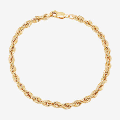 Mens 10K Gold 8 1/2 Inch Hollow Rope Chain Bracelet