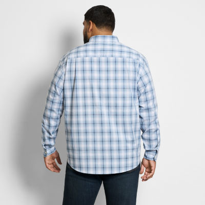 Van Heusen Big and Tall Mens Regular Fit Long Sleeve Grid Button-Down Shirt