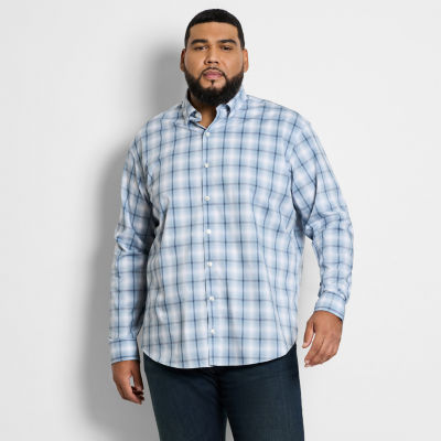 Van Heusen Big and Tall Mens Regular Fit Long Sleeve Grid Button-Down Shirt