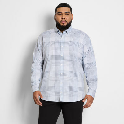 Van Heusen Big and Tall Mens Regular Fit Long Sleeve Grid Button-Down Shirt