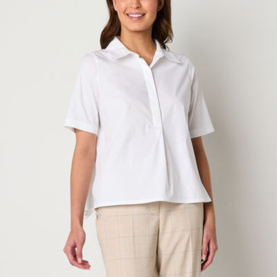 Worthington Womens Short Sleeve Polo Shirt