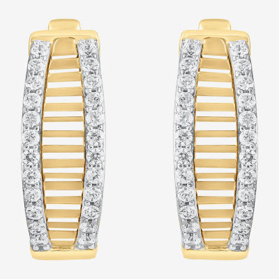(H-I / I1) Womens 1/2 CT. T.W. Lab Grown White Diamond 10K Gold 18.1mm Hoop Earrings