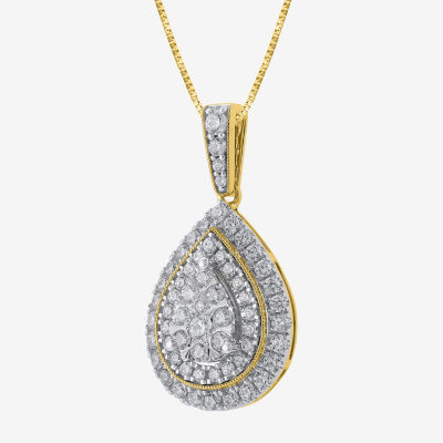 (H-I / I1) Womens 1 CT. T.W. Lab Grown White Diamond 10K Gold Pear Pendant Necklace