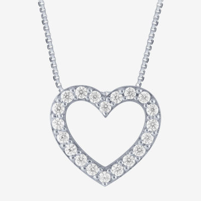 (H-I / I1) Womens 1/4 CT. T.W. Lab Grown White Diamond 10K Gold Heart Pendant Necklaces