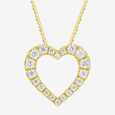 H-I / I1) Womens 1/2 CT. T.W. Lab Grown White Diamond 10K Gold Heart Pendant Necklace