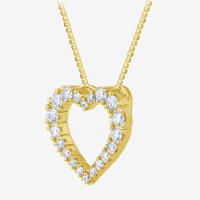 H-I / I1) Womens 1/2 CT. T.W. Lab Grown White Diamond 10K Gold Heart Pendant Necklace