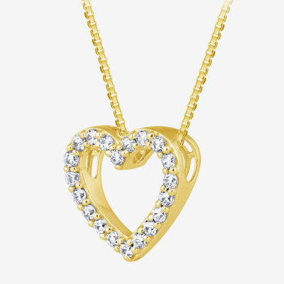 (H-I / I1) Womens 1/2 CT. T.W. Lab Grown White Diamond 10K Gold Heart 18 Inch Pendant Necklace