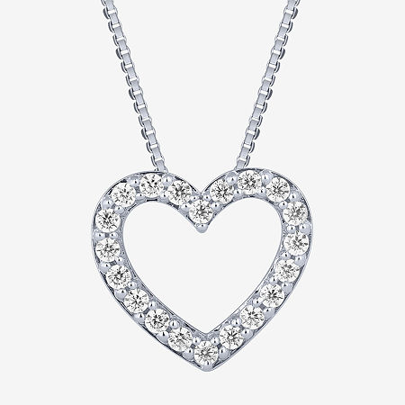 (H-I / I1) Womens 1/2 CT. T.W. Lab Grown White Diamond 10K Gold Heart 18 Inch Pendant Necklace, 18, White