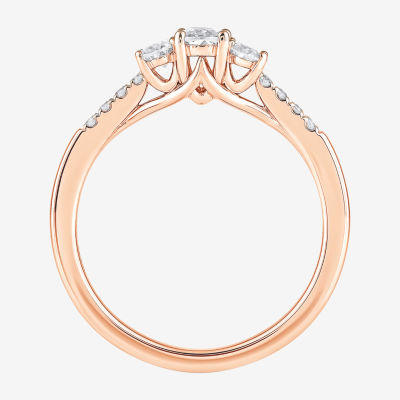 Love Lives Forever 3/4 CT.T.W. (H-I / SI2) Lab-Grown Oval Diamond 3-Stone Side Stone Engagement Ring 10K or 14K Gold