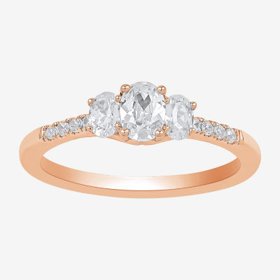 Love Lives Forever 3/4 CT.T.W. (H-I / SI2) Lab-Grown Oval Diamond 3-Stone Side Stone Engagement Ring 10K or 14K Gold