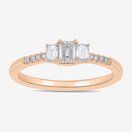 Love Lives Forever (H-I / Si2) Womens 1 1/2 CT. T.W. Lab Grown White Diamond 14K Rose Gold 3-Stone Engagement Ring, 8