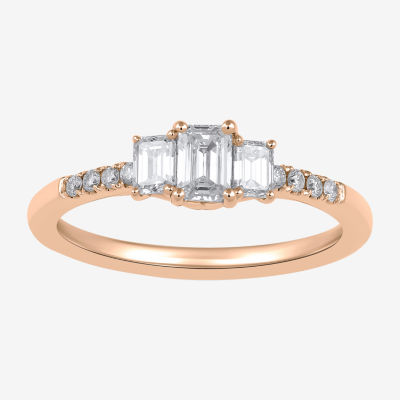 Love Lives Forever (H-I / Si2) Womens 3/4 CT. T.W. Lab Grown White Diamond 10K Gold Side Stone 3-Stone Engagement Ring