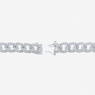 14K White Gold 8 1/2 Inch Semisolid Curb Chain Bracelet