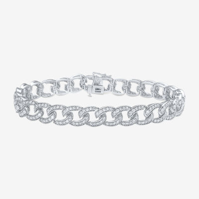 14K White Gold 8 1/2 Inch Semisolid Curb Chain Bracelet