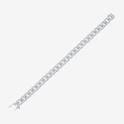 14K White Gold 8 1/2 Inch Semisolid Curb Chain Bracelet