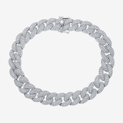 10K White Gold 8 1/2 Inch Semisolid Curb Chain Bracelet