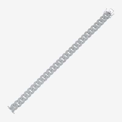 10K White Gold 8 1/2 Inch Semisolid Curb Chain Bracelet