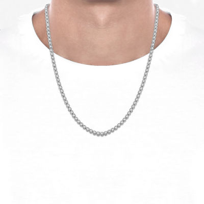 Mens CT. T.W. Natural White Diamond 10K White Gold Tennis Necklaces