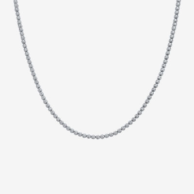 Mens CT. T.W. Natural Diamond 10K White Gold Tennis Necklaces