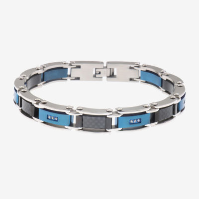 (H-I / I1) Gray Stainless Steel 8 1/2 Inch Link Link Bracelet